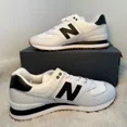 thumbnail image 2 of New Balance U574FBS White Grey All Leather Men's Athletic Sneakers Size 9.5M DS, 2 of 6