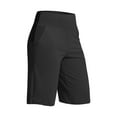 thumbnail image 4 of FUNUONY Women's Bermuda Long Shorts with Pockets High Waisted Knee Length Shorts for Women Walking Athletic Workout Shorts High Waisted Athletic Long Shorts Plus Size Wide Leg Yoga Pants Black S, 4 of 4