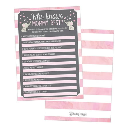 25 Pink Elephant Baby Shower Games Ideas For Girls, Fun Party Activities Who Knows Mommy Best Gender Neutral New Parent Guessing Funny Questions Bundle Kids, Mom, Dad and Coed Couples Little (Mom's Best Peanut Brittle)