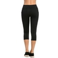 thumbnail image 3 of Women's Knee Length Capri Leggings with Pockets High Waisted Workout Exercise Yoga Pants, Black Small, 1 Pack, 3 of 4