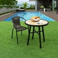 thumbnail image 2 of Costway 29" Patio Round Bistro Metal Table Wood-Like Top Garden Deck Backyard, 2 of 9