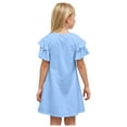 thumbnail image 3 of Zanarzt Girls Summer Dress Cotton Girls Summer Short Sleeve Dress A Line Swing Basic Twirl Party Dresses Sky Blue,5-6 Years, 3 of 8