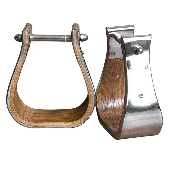 Hilason Western Wooden W/ Steel Horse Saddle Stirrups Pair 3" Thread