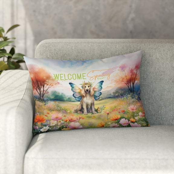 Welcome Spring Fairy Afghan Hound in Flower Meadow Pillowcase Double Sided Dog Lover Pillow Case Covers - 13002