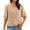 B Khaki, variant on Women's 3/4 Length Sleeve Embroidered Tops Summer Retro Peasant Boho Tops Cotton Linen Dressy Casual Blouses Pullover Shirts Summer Gauze Shirts