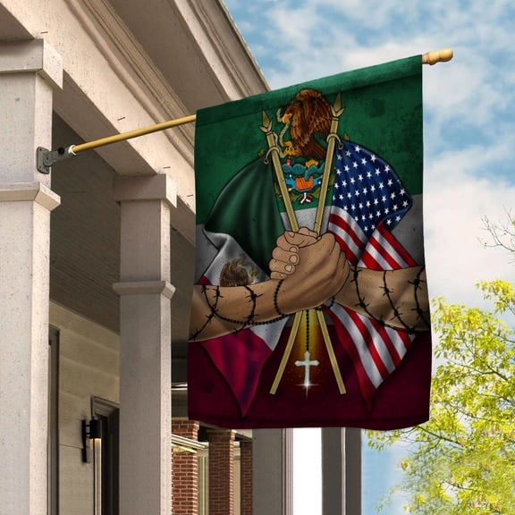 Flags Mexican Handshake American Flag Friendship USA Mexico Mexican Part Garden Flag, Double-Sided Decorative Outdoor Flag, Polyester Yard Flag 12 x 18 in