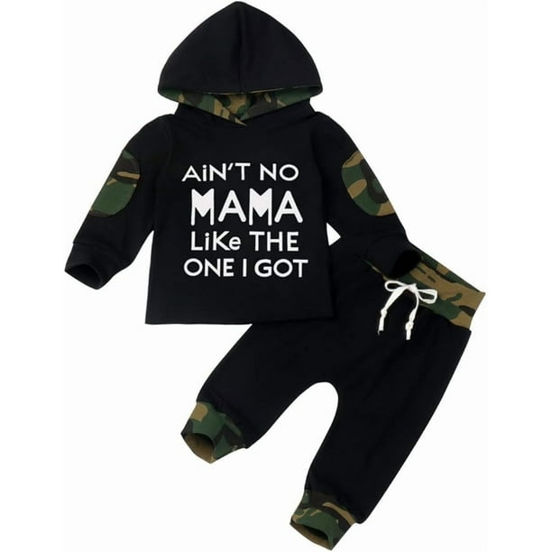 Ropa para bebé niño, sudadera con capucha de manga larga con estampado de letras divertidas y pantalones