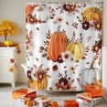 thumbnail image 3 of Shower Curtain 36"W x 72"L Fall Autumn Leaves Flowers Pumpkins Fabric Shower Curtains Set with Hooks Water Repellent Bathroom Curtains Machine Washable Bathroom Accessories, 3 of 6