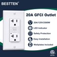 thumbnail image 2 of Salida GFCI BESTTEN 20A con indicador LED, paquete de 10 unidades, color blanco, 2 of 7
