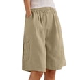 thumbnail image 2 of Kureaily Womens Summer Shorts Shorts For Women Linen Wide Leg Knee Length Casual Loose Fit Comfy Women Stretchy Trousers, 2 of 5