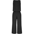 thumbnail image 3 of Cotton Linen Sets for Women Sleeveless Square Neck 2 Piece Outfits Summer Casual Beach Vacation Wide Leg Pants Sets, 3 of 8