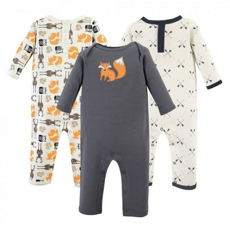 UPC: 0660168520293 | Hudson Baby Infant Boy Cotton Coveralls 3pk Forest 3-6 Months