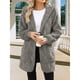 thumbnail image 4 of Chaqueta de Mujer con Cremallera, Bolsillos, Sudadera Larga Extragrande con Capucha, Mangas Largas y Suave, Abrigo de Peluche Cálido Gris Medio L, 4 of 8