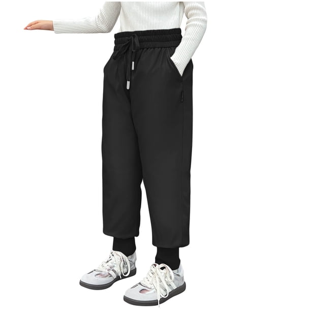 Pantalones largos para niños y niñas, pantalones cálidos de terciopelo dorado, pantalones sanitarios cálidos para niños y pantalones casuales gruesos para niños grandes, pantalones de poliéster para n