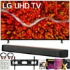 LG 75UP8070PUA 75 Inch Series 4K Smart UHD TV (2021) Bundle with Deco Home 60W 2.0 Channel Soundbar w/subwoofer + Wall Mount Kit + Premiere Movies Streaming 2020 + 6-Outlet Surge Adapter