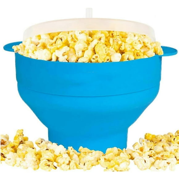 Popcorn Bowl Silicone Micro Bowl for Popcorn - Collapsible Blue