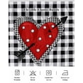 thumbnail image 6 of Happy Valentine's Day Bed Skirt King Size 18 Inch Drop, Arrow Piercing Heart Black Plaid Linen Adjustable Elastic Dust Ruffles Bedskirt for King Bed Wrap Around Pleated Mattress Frame Cover, 6 of 9