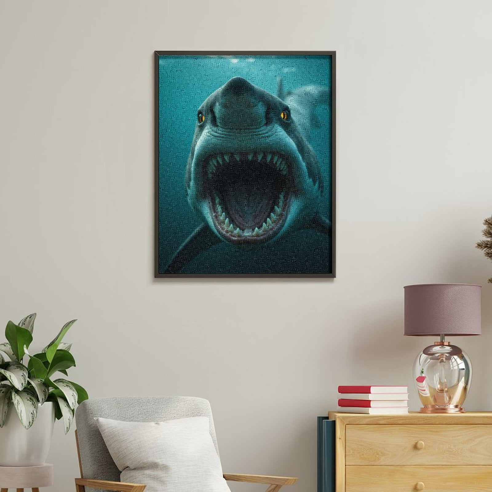 Paint by Numbers Kit for Adults, Shark Close Up Underwater Perspective Paint by Numbers, Easy Paint by Numbers Kit for Adults Beginner, DIY Adult Paint by Number Kits on Canvas, 12x16in Home Decor