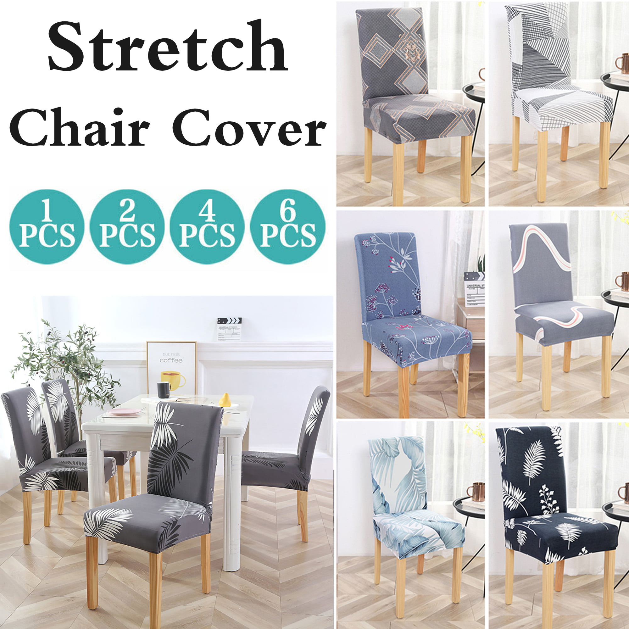 Details about   6PCS Home Dining Chair Seat Covers Soft Removable Elastic Stretch Slipcovers-Q 