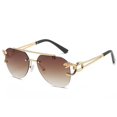 thumbnail image 3 of Gafas de sol con cabeza de leopardo sin marco para mujer y hombre, gafas de sapo con borde cortado y personalidad de doble haz, 3 of 4