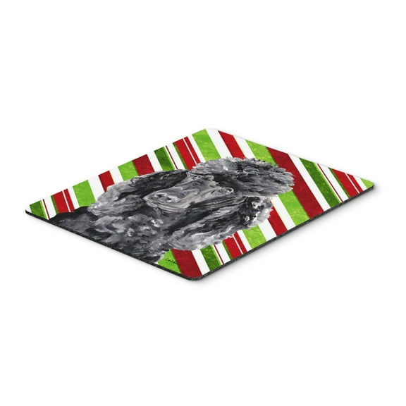 "Black Standard Poodle Candy Cane Christmas Mouse Pad Hot Pad or Trivet"