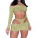 thumbnail image 1 of VISgogo Mujeres 2PCS Trajes de Falda, Tops Cortos con Hombros Descubiertos Halter Lisos, Falda Corta de Cintura Alta Fruncida Hueca, Ropa de Verano para Bar/Fiesta/Club VISgogo  moda, 1 of 9