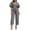 Gray, variant on Womens Solid Color V Neck Puff Short Sleeve Jumpsuit Self Tie Waistband Cropped Wide Leg Relaxed Fit Lightweight Textured Fabric Casual One Piece Capri Length Romper Outfit