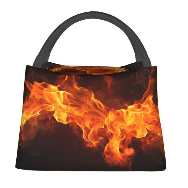 Fotbe Fiery Orange Flames Energy Bolsa Térmica Portátil con Estampado, Bolsa de Entrega de Alimentos Aislada, Bolsa Reutilizable de Gran Capacidad para Comidas y Supermercado