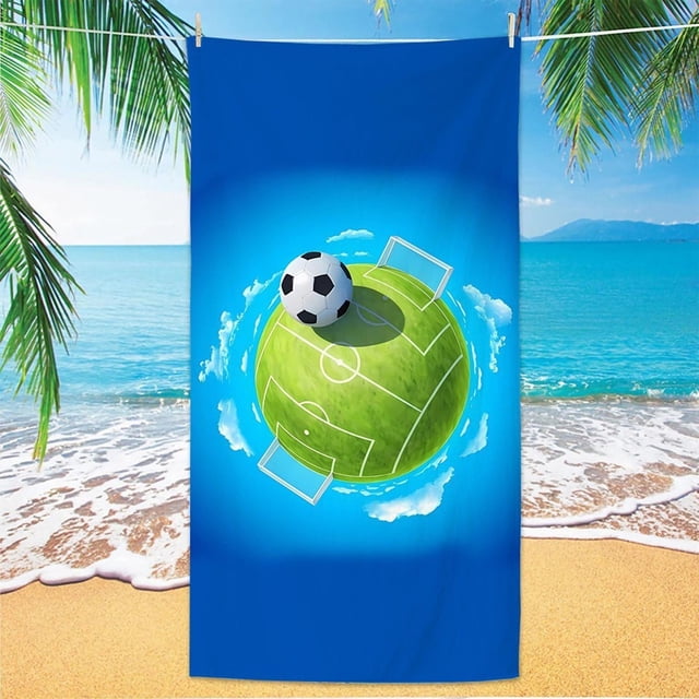 Accesorios de baño Toalla de playa con estampado de balón de fútbol Toalla de baño con estampado de fútbol para niños y adultos Toalla de playa con temática deportiva para piscina, playa y baño Toalla