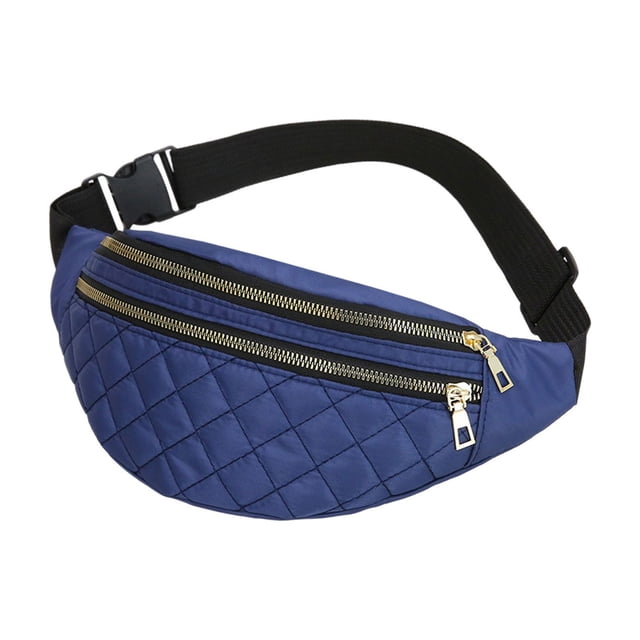 Fannys Pack for Women Men Crossbody with 2 Zipper Pockets Rhombus Pattern Adjustable Strap Shoulder Bag