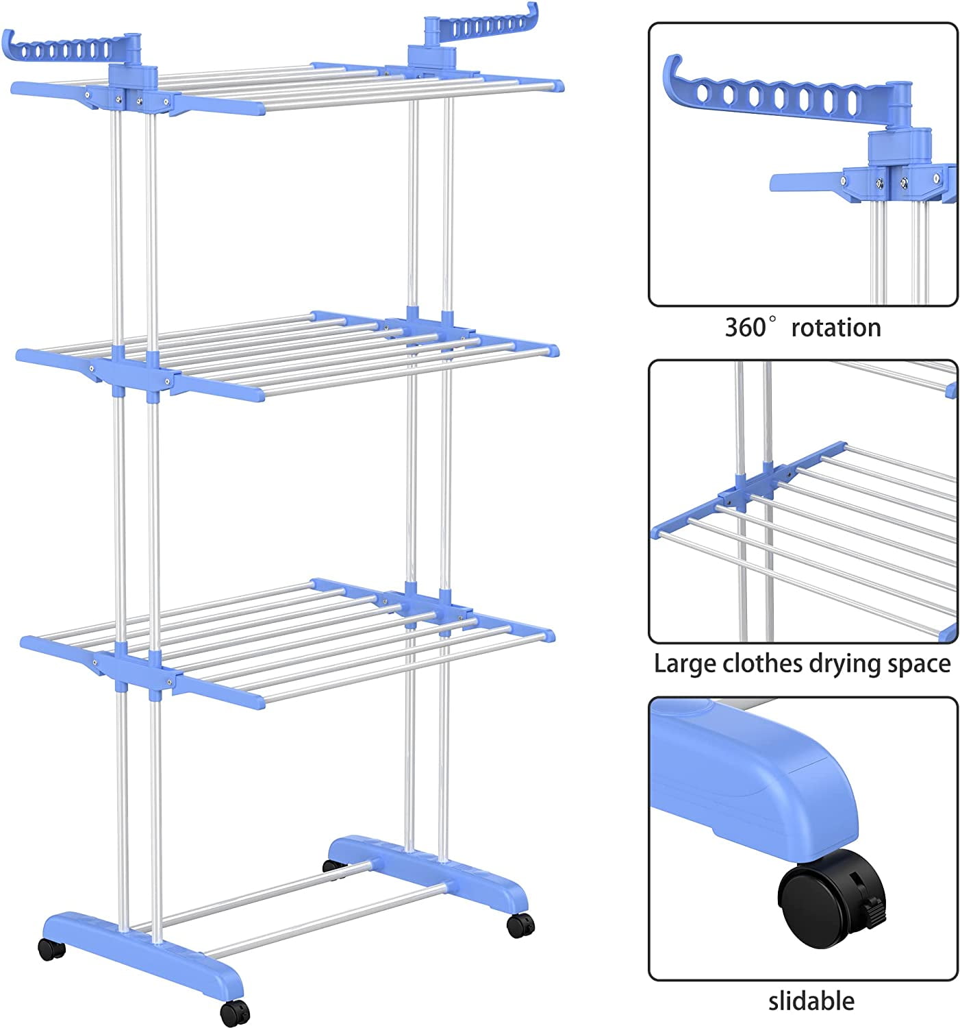 Stainless Steel Reusable Cloth Dryer Stand 3 Layer, Shape: Round