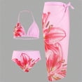 thumbnail image 2 of TOWED22 Girls Swimsuits 3 Piece Bathing Suit Leopard Printed Bikini Set with Cover Up Skirt Summer Beach Swimwear 6-15 Years Pink,8-9 Y, 2 of 5