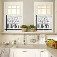 thumbnail image 4 of Easter 3 PCS Kitchen Curtain Valance and Tiers Set, Rod Pocket Small Half Tier Valances Window Curtains Panel, Pink Easter Bunny Ear Spring Floral Black Stripes 55"x24" (Set of 2 Tiers & Valance), 4 of 5