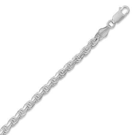 Sterling Silver 30 Inch 5mm Sparkle-Cut Rope Chain Necklace - Lobster Clasp