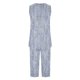 thumbnail image 5 of Conjunto de Verano para las Mujeres Impreso Casual sin Mangas Plisado Superior Y Pantalones Recortados, Cuello Redondo Conjunto de Dos Piezas, 5 of 8