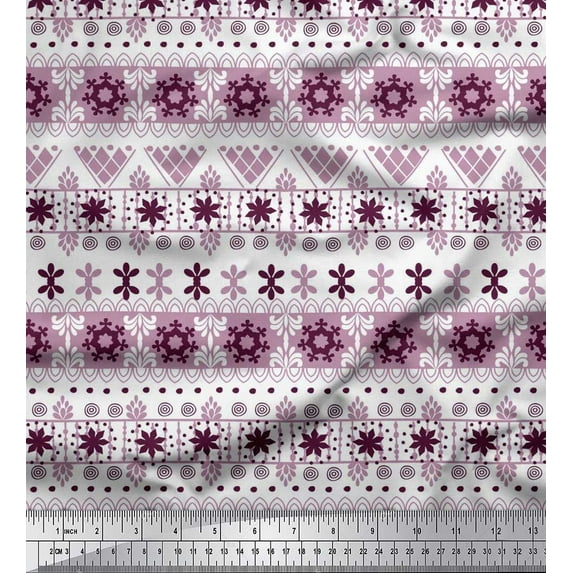 Soimoi Cotton Duck Fabric Stripe & Snowflake Ethnic Print Fabric by The Yard 42 Inch Wide