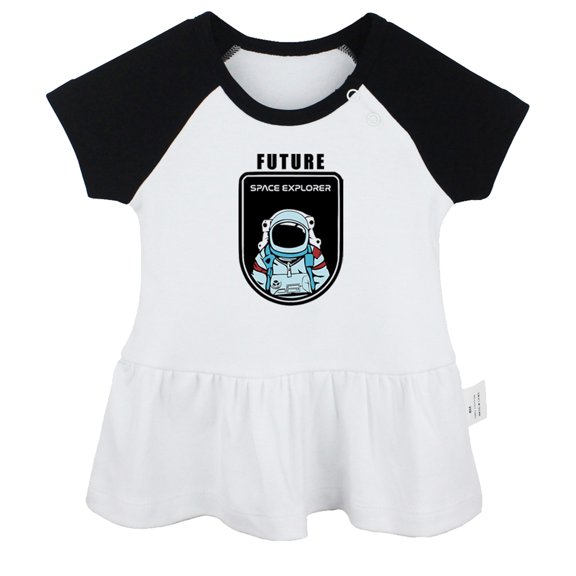 Future Planet Space Explorer Funny Dresses For Baby, Newborn Babies Skirts, Infant Princess Dress, 0-24M Kids Graphic Clothes (Black Raglan Dresses, 18-24 Months)