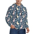 thumbnail image 2 of Naloa Cute Rabbit Floral Men's Casual Hooded Collar Drawstring Hoodies Pullover Sweatshirts Casual Long Sleeve Shirts-Medium, 2 of 7