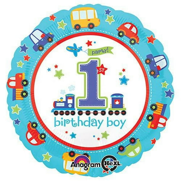LOONBALLOON Birthday-for-him-Balloons, 18″ ALL ABOARD BIRTHDAY