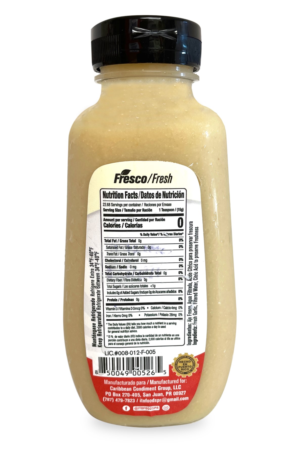 Ito Garlic Squeeze Bottled Spread Ground Garlic, 12oz Individual No Salt Gluten Free