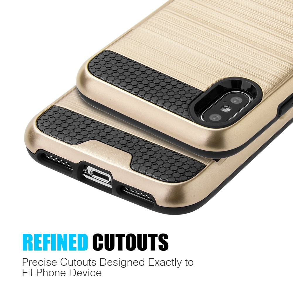 Sumaclife Protective Card Holder Hybrid Protector Case for Apple iPhone X Perfect Fit