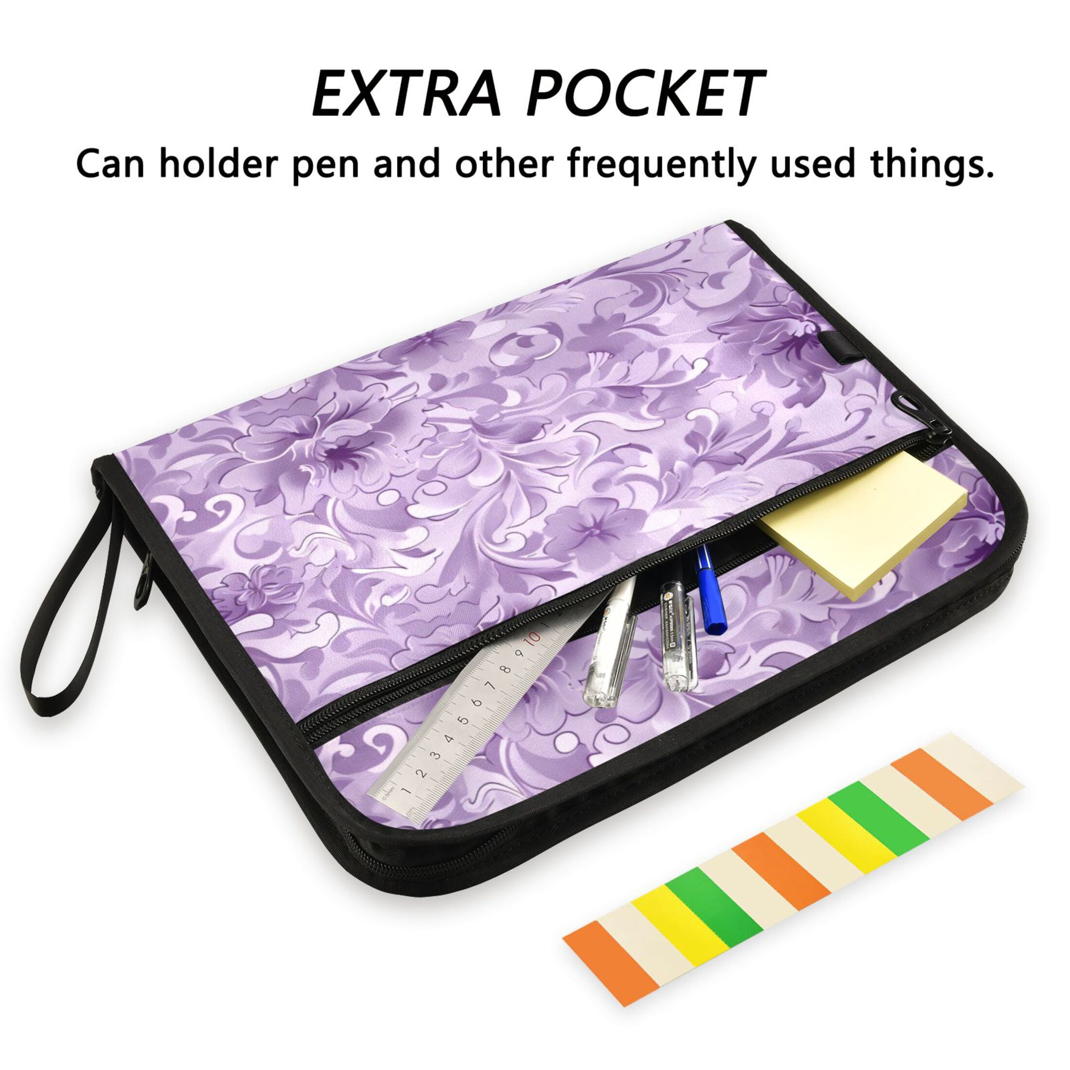 Organ Folder 14.2 x 0.8 x 10.6 Inches 13 Separate Pockets A4 Size Documents Folder A Sort Storage File Manager For The Home Office Purple Flower