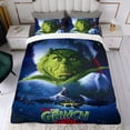 thumbnail image 4 of El Grinch Conjunto de sábanas temático, trío de piezas, cómodo y amigable con la piel, diseño único, regalo de decoración para el hogar para familiares, amigos y fans,135cm *200cm, 4 of 6