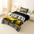 thumbnail image 3 of Castle Fairy Vibrant Racing Sports Car Twin Comforter Sets 3-Piece for Kids, Bold Speedometer Checkered Bedding Set for Bedroom, Yellow Black White,Black Reversible, 3 of 6