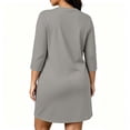 thumbnail image 3 of Plus Size Women's 3/4 Sleeve Nightgown Round Neck Mini Sleep Dresses Fall Casual Loose Loungewear Dress L-5XL, 3 of 6