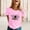 Pink, variant on Graphic Tees for Women's T-Shirts Short Sleeve O Neck Top for Everyday Wear Lightweight Casual Tee Stylish Graphic Print Comfortable Versatile Women’s Apparel Blue XL