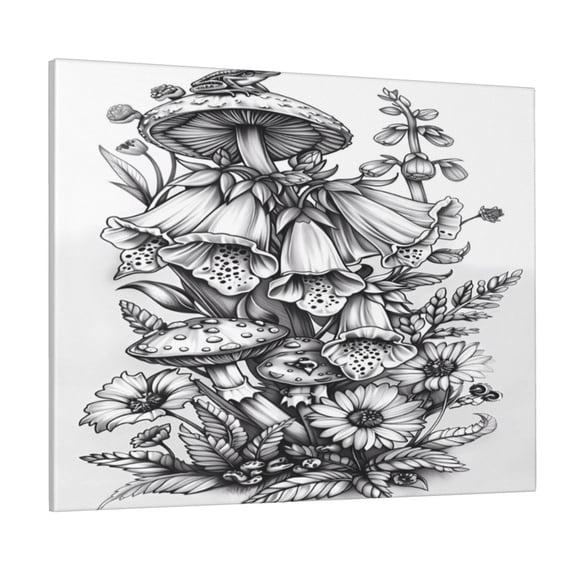 Logiee Monochrome Botanical Illustration Print Canvas Wall Art ,Art Poster,Canvas Decorative Picture,Decor Wall Pictures for Living Room Bedroom Bathroom,Ready to Hang