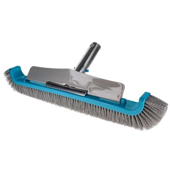 U.S. Pool Supply 17.5" Pool Brush Head for Inground Pools - Swimming Pool Brush with Curved Ends, Aluminum Pole Handle, Durable Bristles, Scrub Floors, Walls, Step - Above Ground, Vinyl Liners
