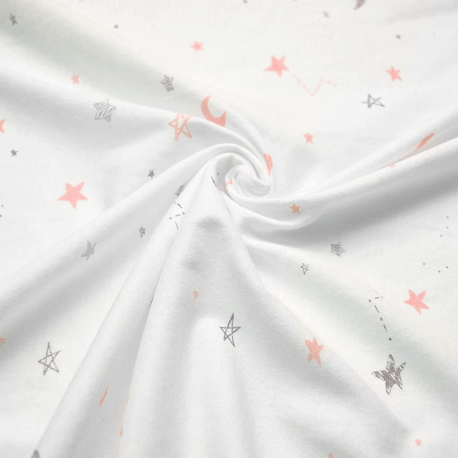 American Baby Company 100% Natural Cotton Fitted Crib Sheet 52" x 28" - Soft, Breathable, Hypoallergenic & Gentle Toddler Bed Sheet, Pink Stars and Moons, Neutral for Boys & Girls