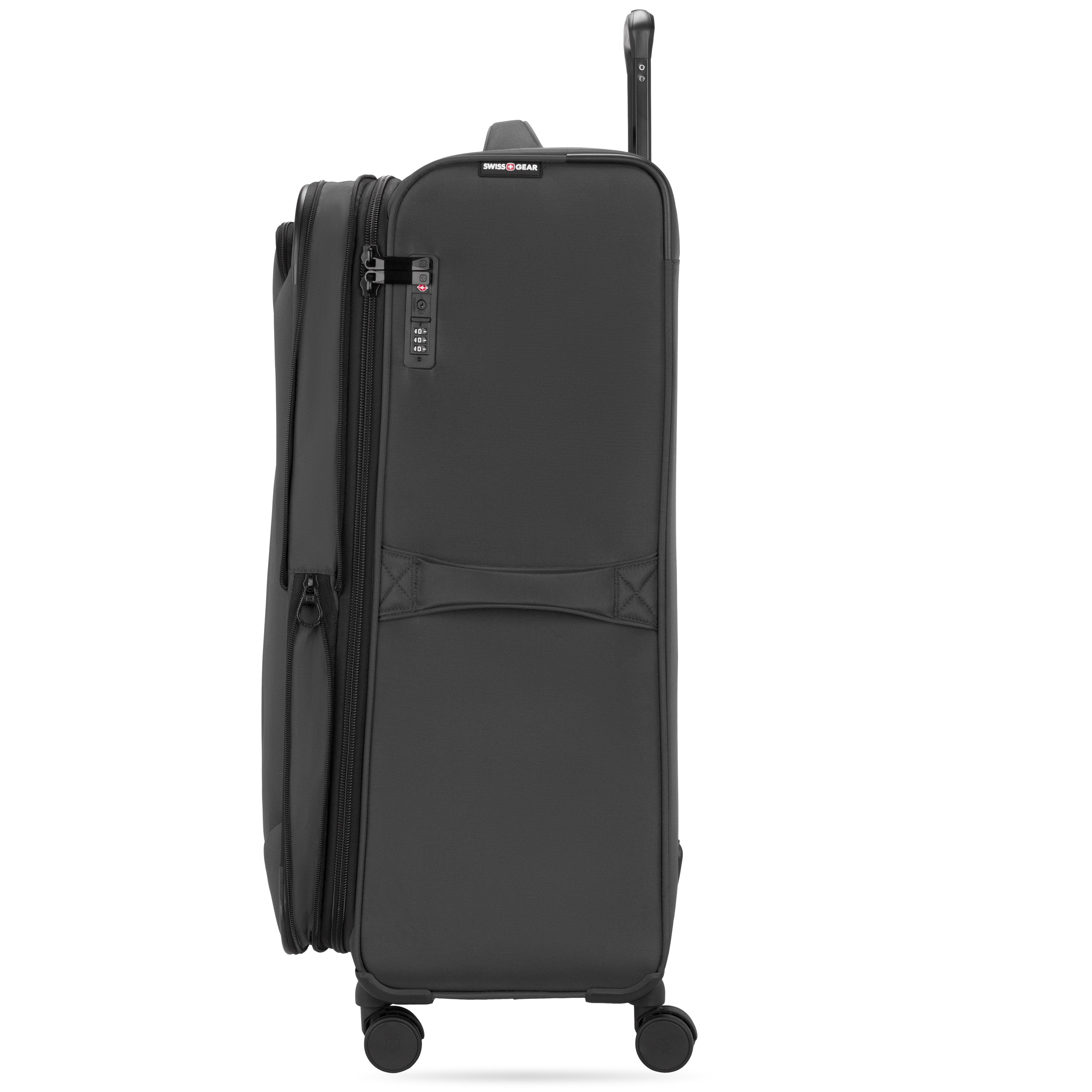 SWISSGEAR Stride 3-Piece Expandable Spinner Luggage Set, Dark Gray, with 8 Wheels and Built-in TSA Lock